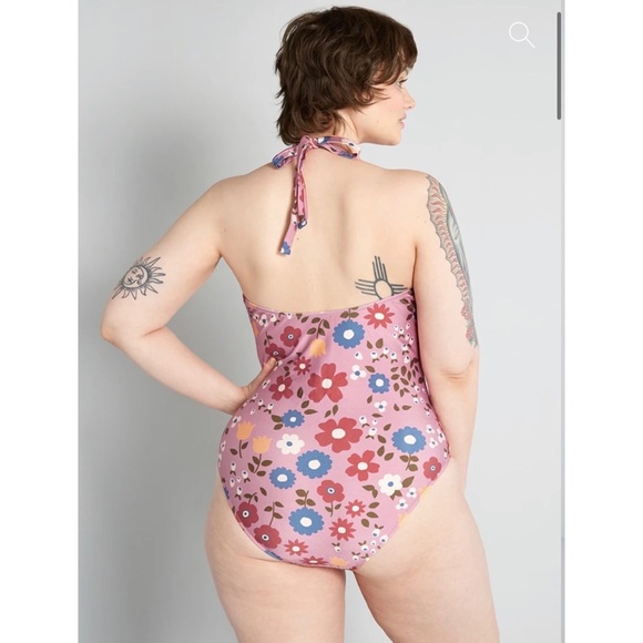 Modcloth Tie-Front One Piece Swimsuit - Picture 2 of 6